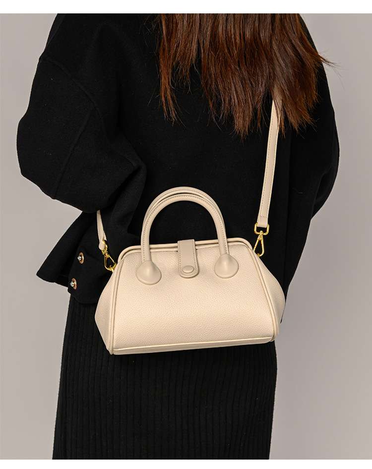 レザーバッグレディース シンプルミニボストンバッグ