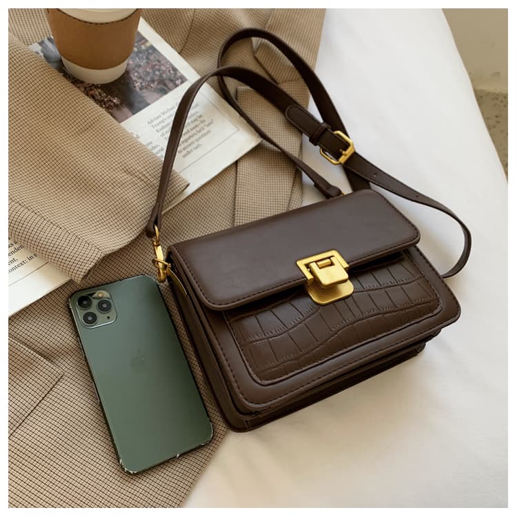 レザーバッグ クロコ型押しレザーミニショルダー