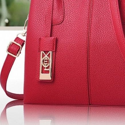 革バッグレディース 上質レザー金具付きトートハンドバッグ