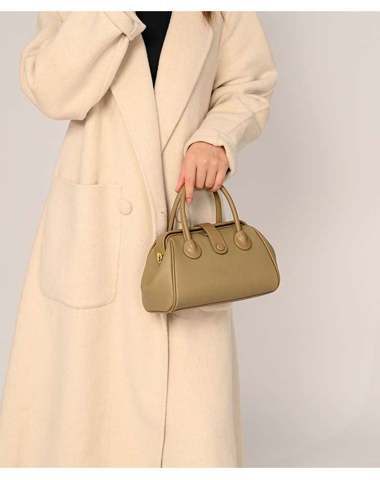 レザーバッグレディース シンプルミニボストンバッグ