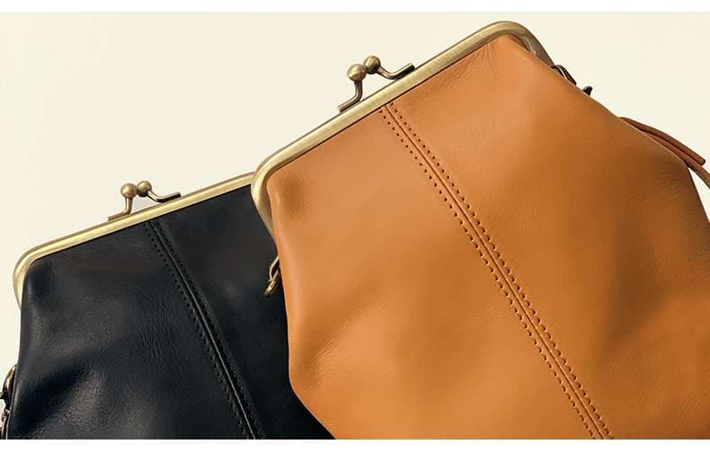 レザーバッグがま口ショルダーバッグ