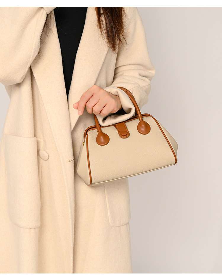 レザーバッグレディース シンプルミニボストンバッグ