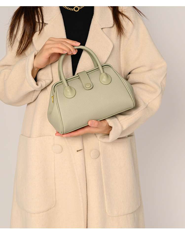 レザーバッグレディース シンプルミニボストンバッグ