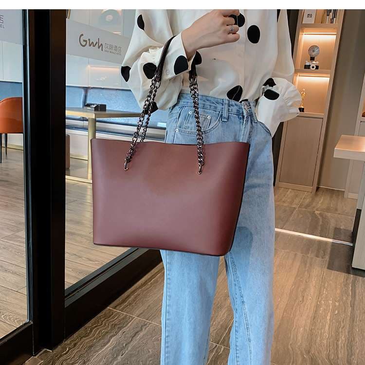 レザーバッグレディース チェーンハンドルトート