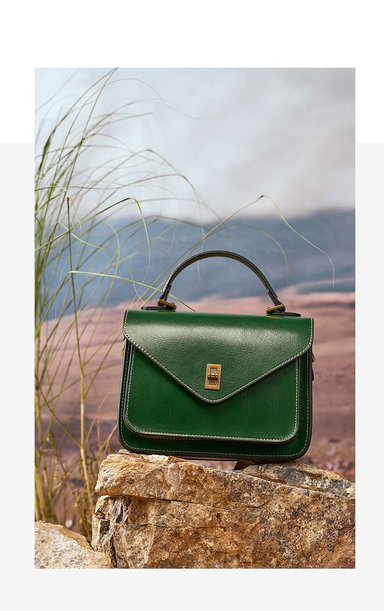 レザーバッグ クラシック風レザーハンドバッグ