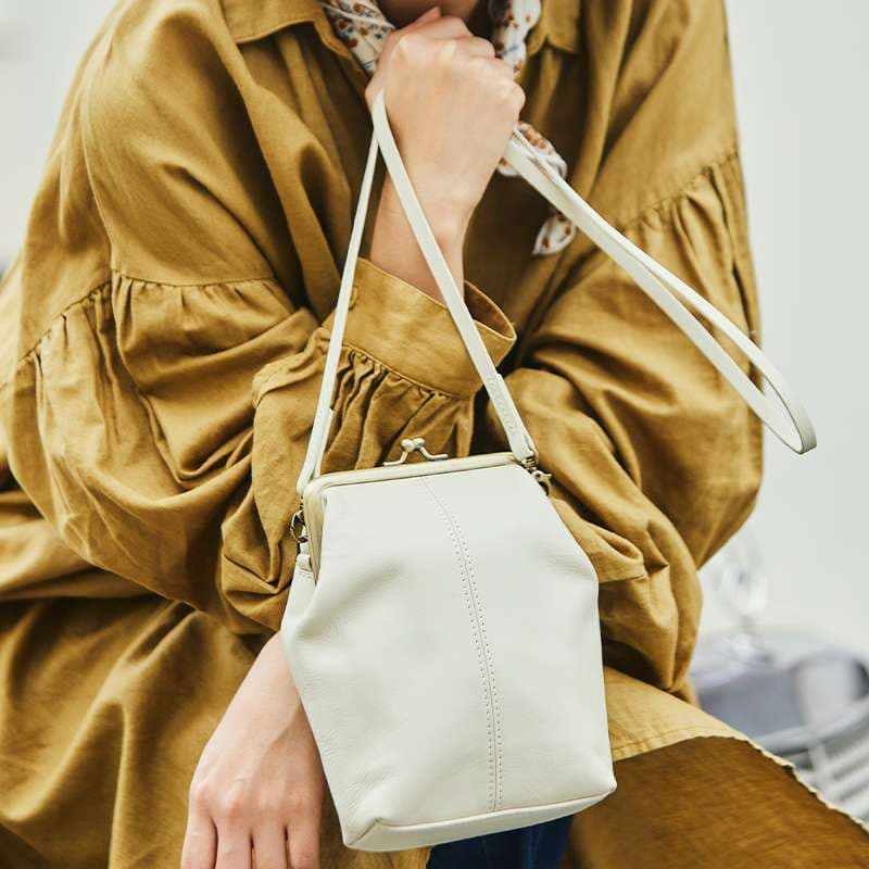 レザーバッグがま口ショルダーバッグ