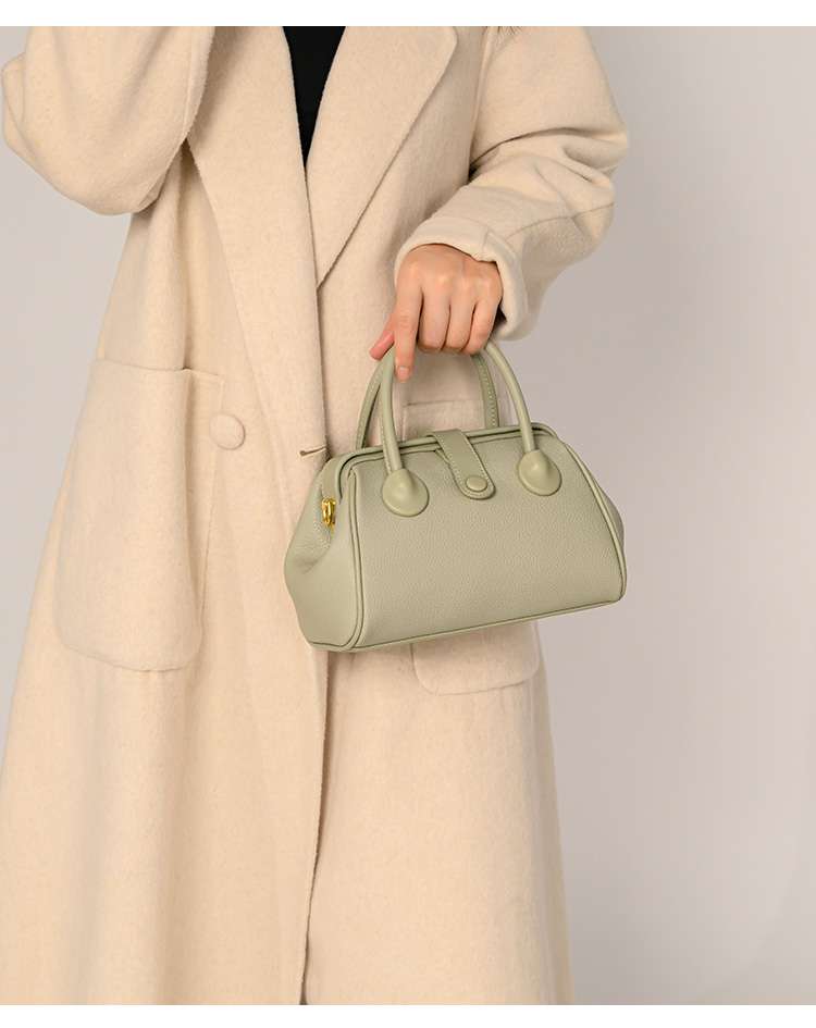 レザーバッグレディース シンプルミニボストンバッグ