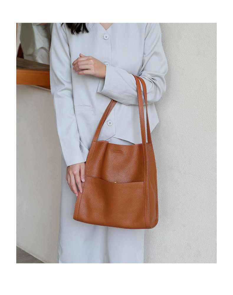 レザーバッグ シンプル大容量トートバッグ