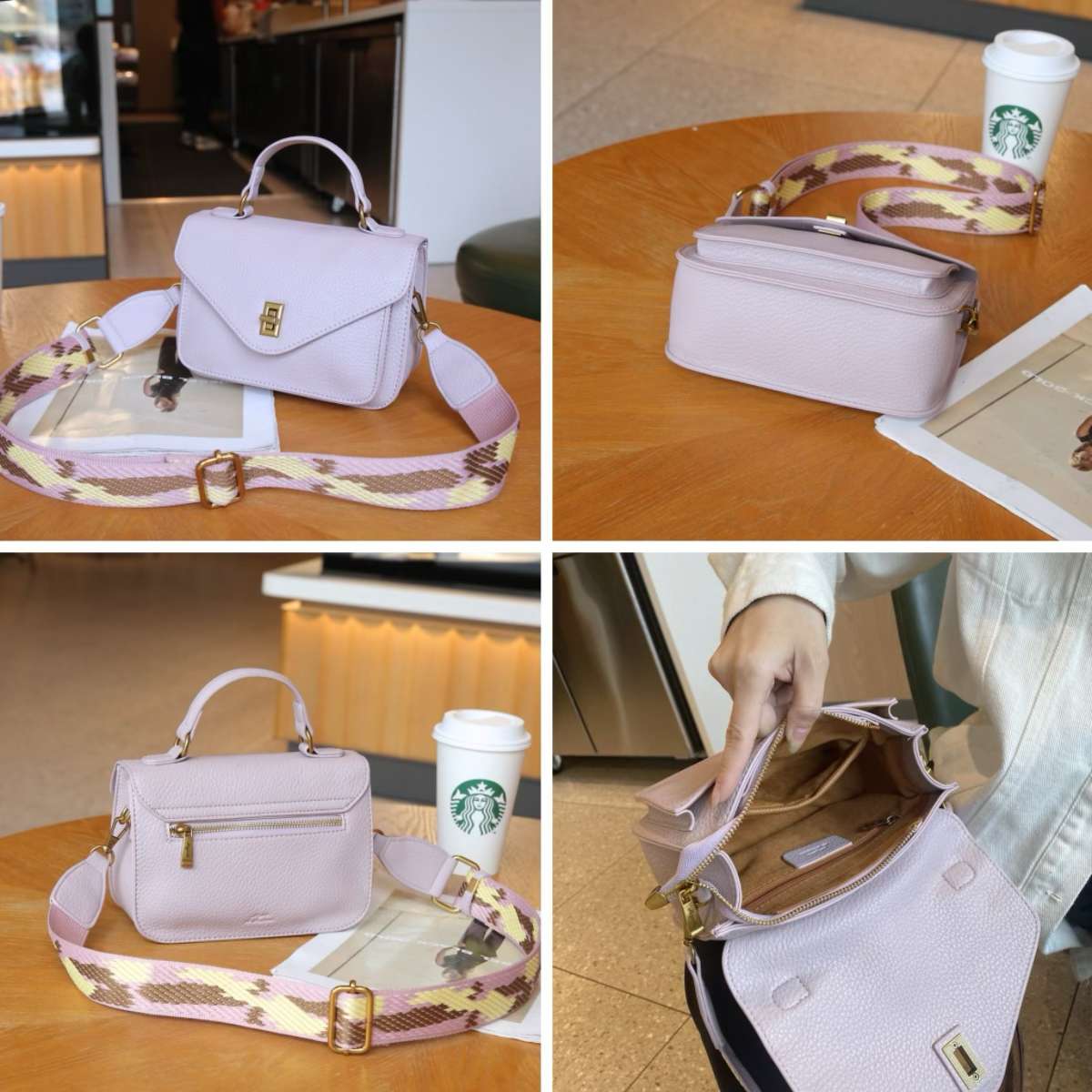 レザーバッグ ミニショルダーバッグ クラシック金具付き