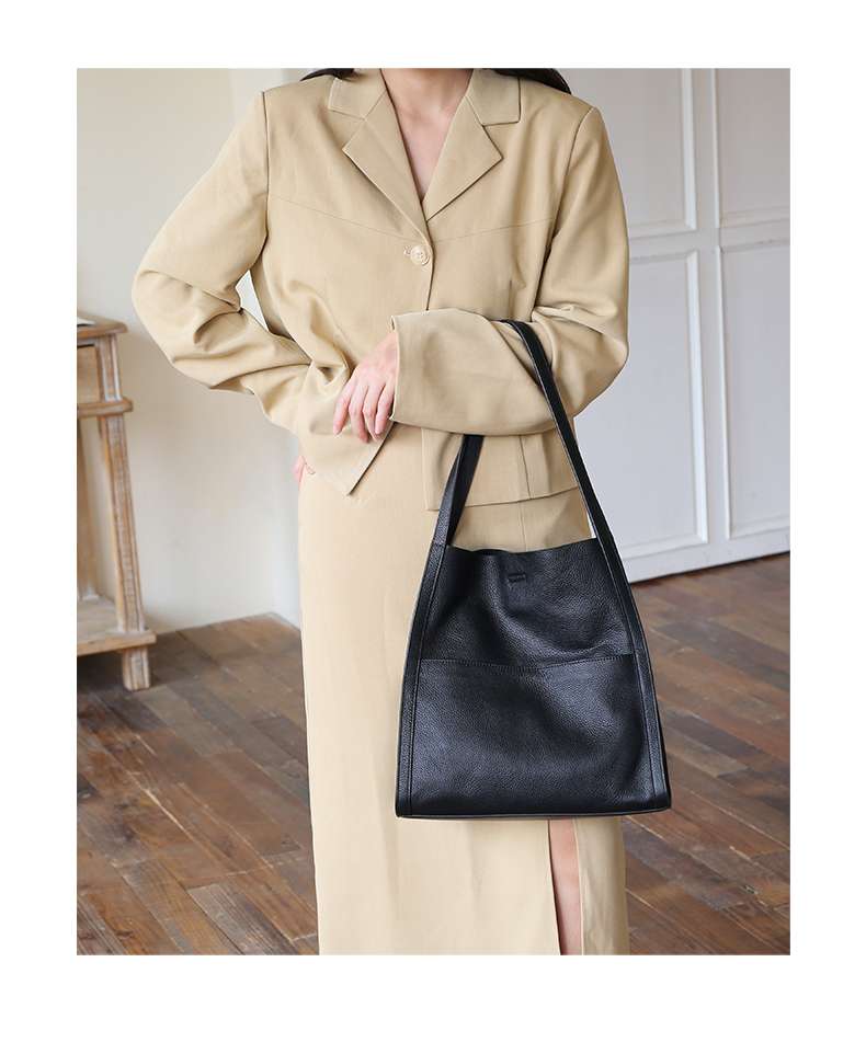 レザーバッグ シンプル大容量トートバッグ